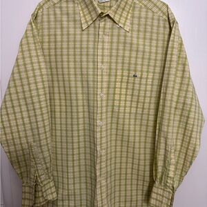 Lacoste Yellow and Green Plaid Button Down Shirt